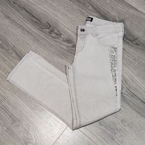 EUC Express Faded Gray Rhinestone Cropped Stella Jeans